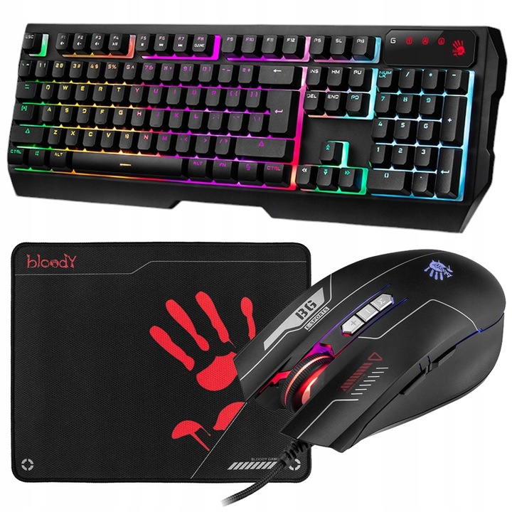 ZESTAW GAMINGOWY BLOODY KLAWIATURA GAMINGOWA I MYSZKA A4TECH PODŚWIETLANA