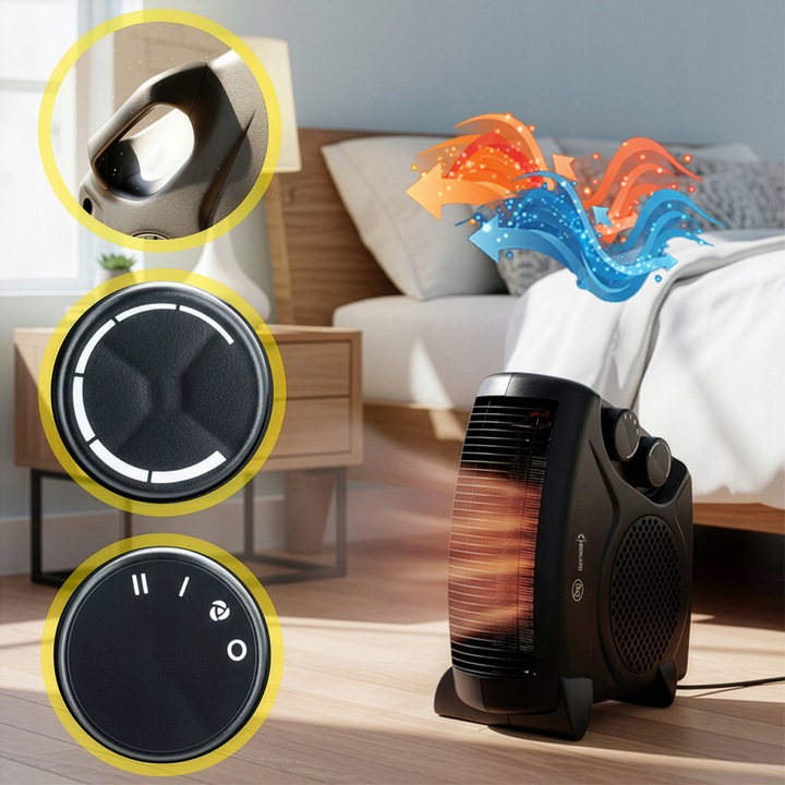 TERMOWENTYLATOR FARELKA GRZEJNIK ELEKTRYCZNY 2000W Z TERMOSTATEM 3