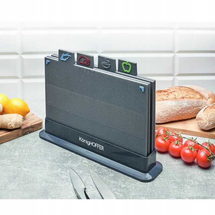 Zestaw 4 desek do krojenia i stojak Konighoffer