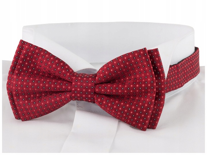 MUCHA ŻAKARDOWA + PUDEŁKO Mucha Męska do Koszuli Bordowa MIKROFIBRA mz47