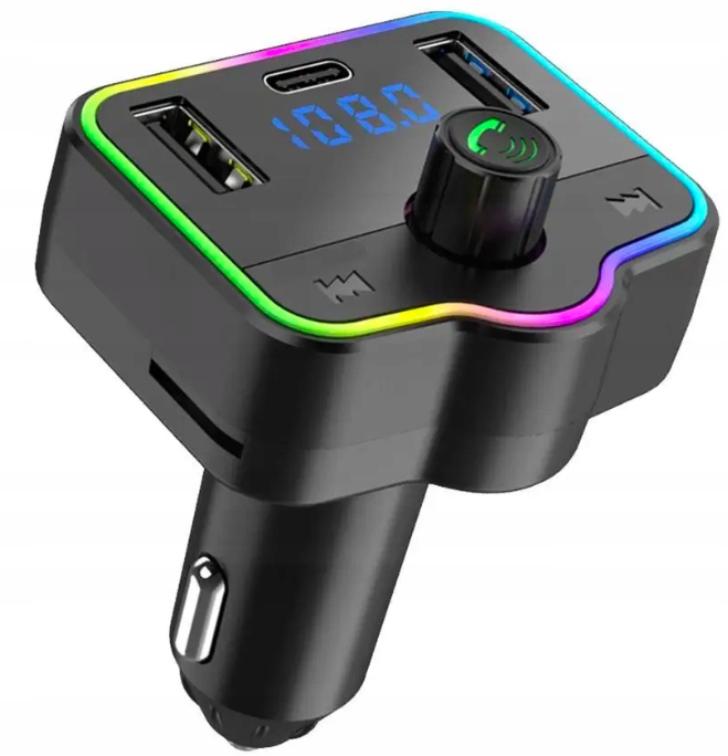 TRANSMITER SAMOCHODOWY BLUETOOTH 5.0 ROZMOWY RADIO 2x USB 1x TYP C PILOT
