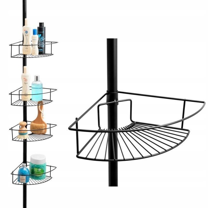 Półka łazienkowa narożna teleskopowa 4 półki do łazienki toalety WC
