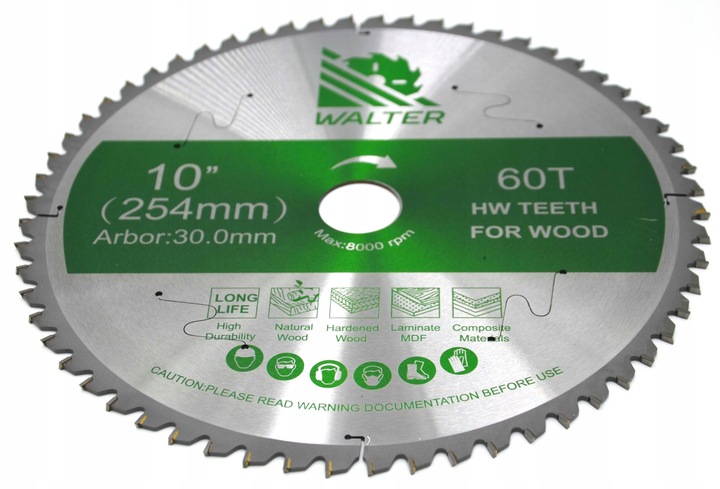 Tarcza Piła do drewna widiowa WALTER 254x30 z60