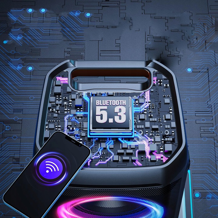 Głośnik Bluetooth Boombox Mobilny USB RADIO LED Bezprzewodowy