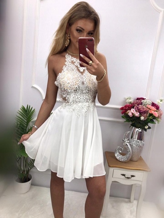 BIAŁA SUKIENKA z z cyrkoniami ślubna S