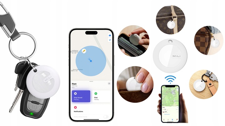 MiLi MiTag Lokalizator GPS BT do iOS APPLE + Etui Brelok do plecaka