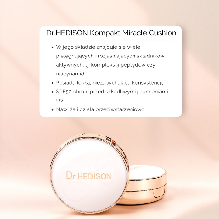 Podkład w kompakcie Dr.HEDISON Miracle Cushion SPF 50+ Natural Beige 2x15g