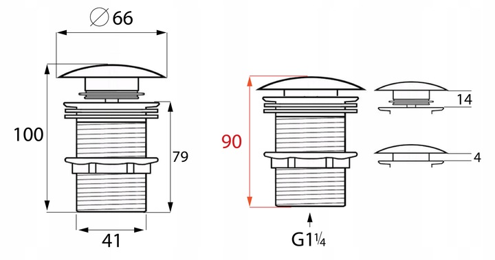 Korek umywalkowy automatyczny bez przelewu klik klak czarny YOKA HOME