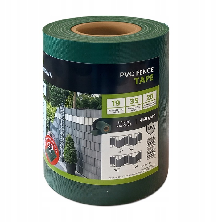 Taśma ogrodzeniowa ZIELONA 19cm x 35m mocna osłona ogrodzenie panelowe