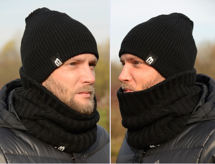 Ciepły POLSKI MĘSKI KOMPLET CZAPKA KOMIN zestaw szalik Tuba KOLORY k5