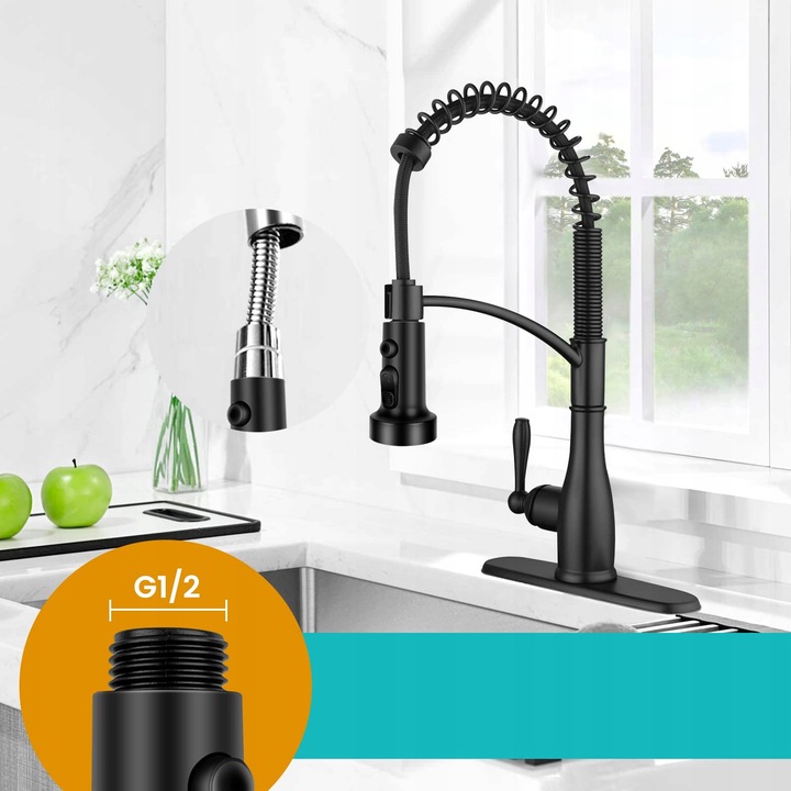 PRZEDŁUŻACZ KRANU KUCHENNEGO AERATOR PERLATOR 3 FUNKCJE 360° CZARNY