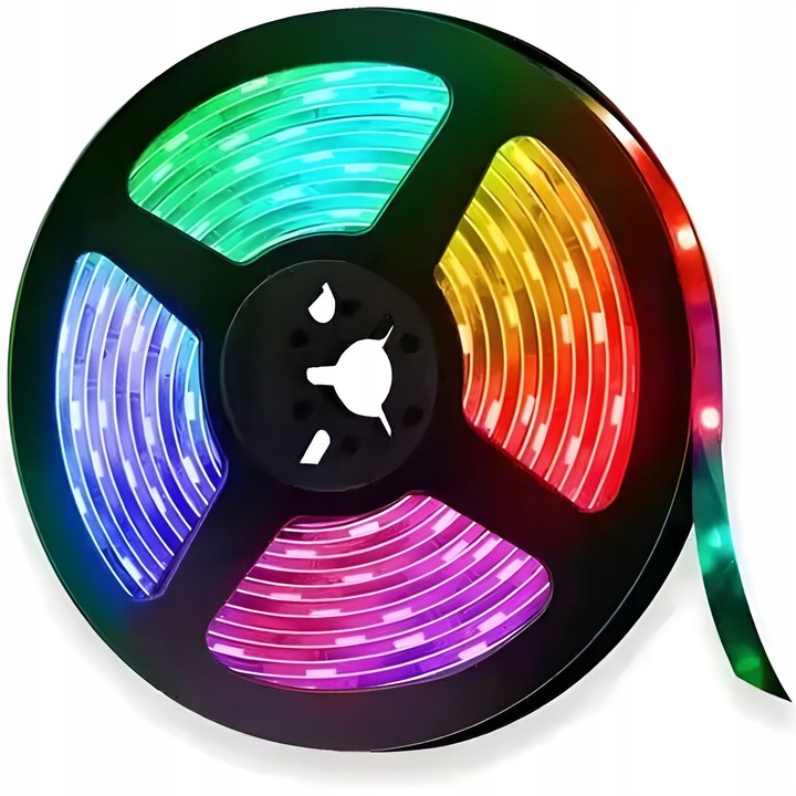 TAŚMA LED RGB KOLOROWA 5M WODOODPORNA PASEK 5050 ZESTAW NA BIURKO + PILOT
