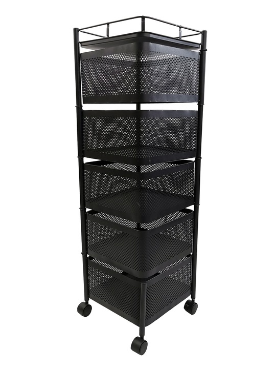 REGAŁ KUCHENNY MOBILNY STOLIK NA KÓŁKACH WÓZEK 6-POZIOMOWY 5 KOSZY