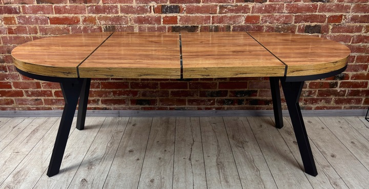 Stół okrągły 100 rozkładany do 200 cm LOFT metalowe nogi gruby blat