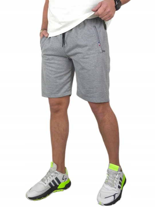 SPODENKI KRÓTKIE męskie DRESOWE z KIESZENIAMI na ZAMEK dresy szorty FR, M