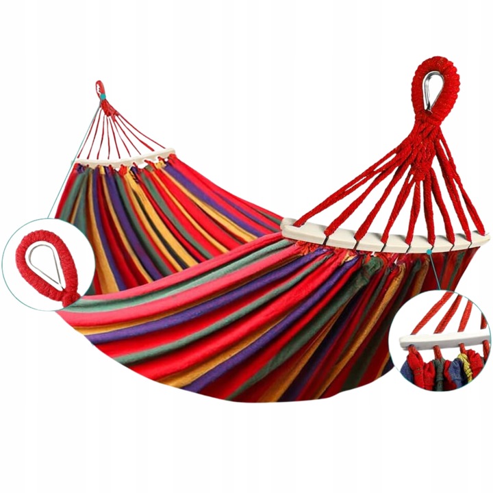 HAMAK OGRODOWY ze stelażem dwuosobowy brazylijski DUŻY RED GARDEN ZESTAW