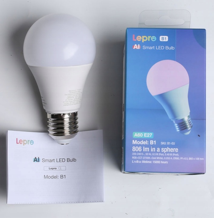 Smart Żarówka LED RGB E27 8.5W = 60W WiFi Rytm Muzyczny APP Lepro