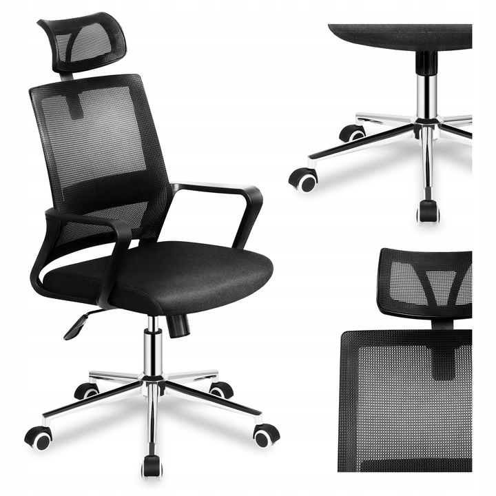 Fotel biurowy ergonomiczny MARK ADLER czarny obrotowy regulowany do