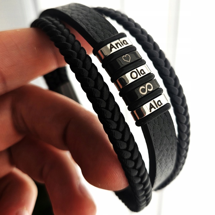 Bransoletka męska SKÓRZANA REGULOWANA Z GRAWEREM DZIEŃ OJCA TATY VERSATILE