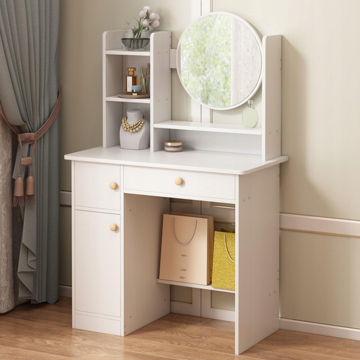 TOALETKA Z LUSTREM Z SZUFLADAMI BIAŁA DO MAKIJAŻU GLAMOUR STYL