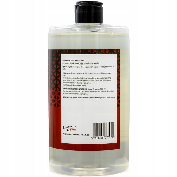 H2O ANAL ŻEL ANALNY WODNY 1000ml RED BOTTLE LINE