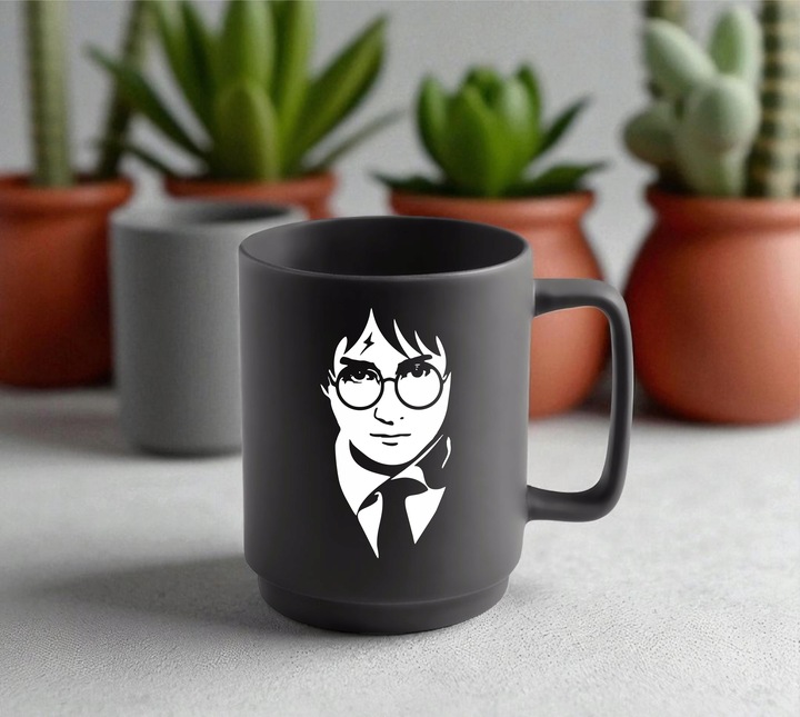 Czarny kubek z własnym nadrukiem grawerem do kawy herbaty na prezent