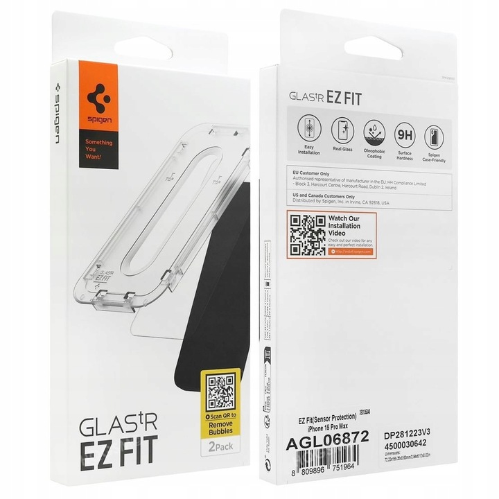 2x Szkło Hartowane SPIGEN GLAS.tR EZ FIT + Aplikator do iPhone 15 Pro Max