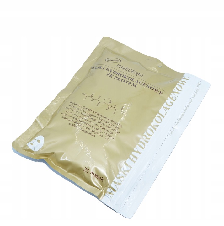 PUREDERM Hydrokolagenowe maseczki do twarzy w płacie ze złotem, 25