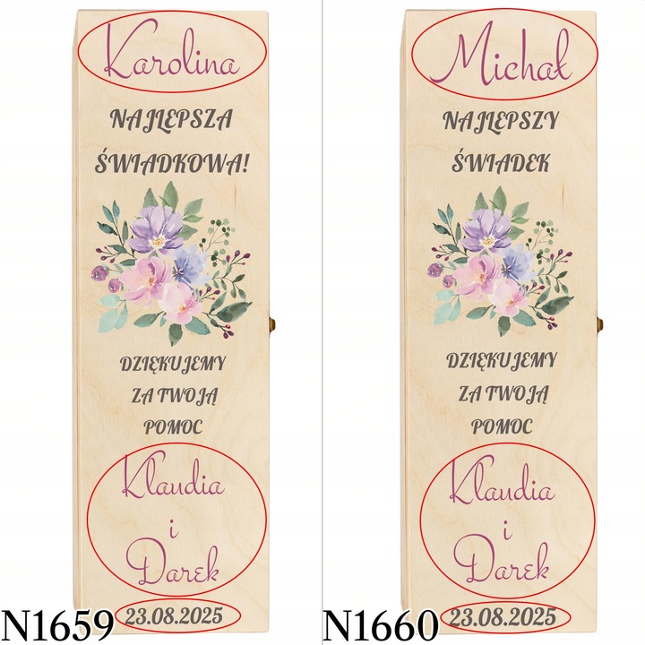 SKRZYNKI WINO PODZIĘKOWANIA DLA ŚWIADKA ŚWIADKOWEJ