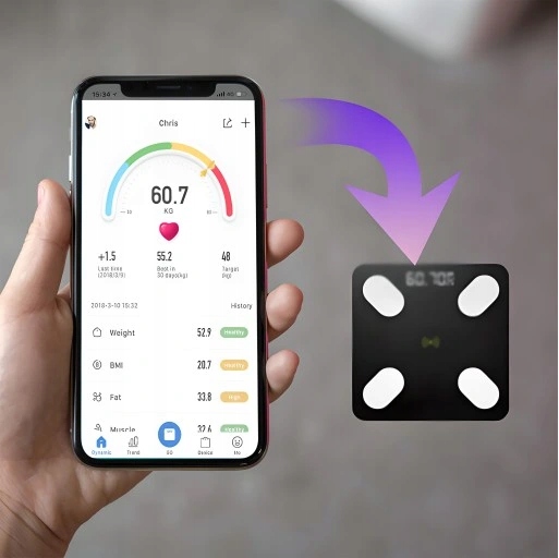 WAGA ŁAZIENKOWA ANALITYCZNA SLIM 180KG SMART+ 31w1 ANDROID iOS
