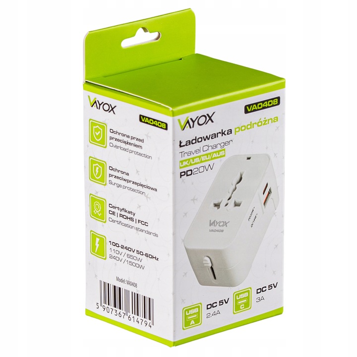 PRZEJŚCIÓWKA ADAPTER GNIAZDKA PODRÓŻNY UK USA EU CAŁY ŚWIAT ŁADOWARKA