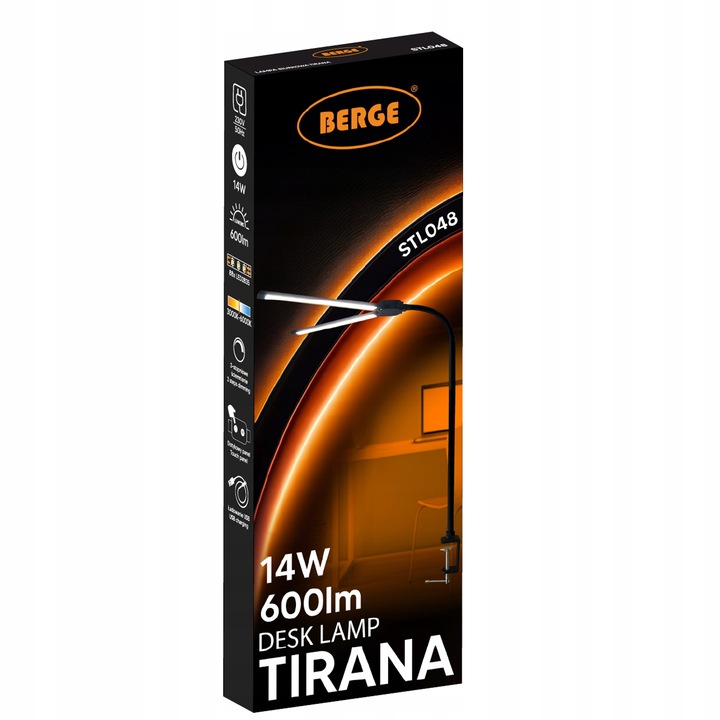 Lampka Biurkowa LED Na Biurko Szkolna Lampa Kreślarska do Biura 14W