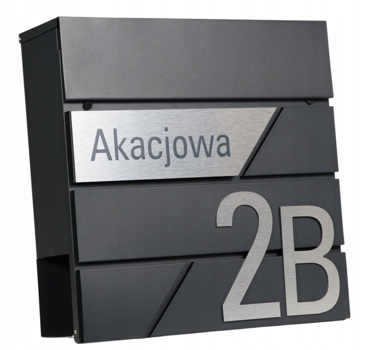 DUŻA SKRZYNKA NA LISTY Z ADRESEM NUMEREM DOMU ANTRACYT RAL 7016