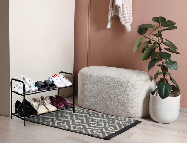 PÓŁKA STOJAK REGAŁ SZAFKA NA BUTY OBUWIE METALOWY CZARNY 2 PÓŁKI