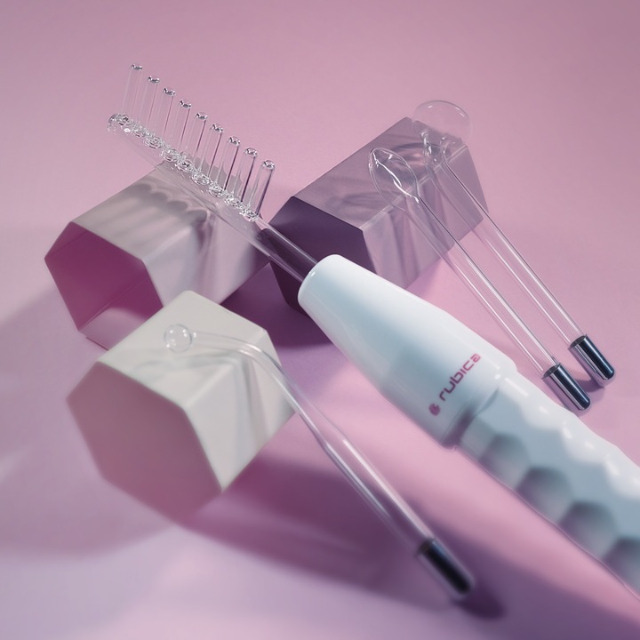 Rubica Darsonval Urządzenie Kosmetyczne + 4 Peloty do Skóry Twarzy Głowy