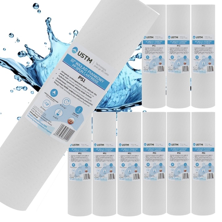 FILTR DO WODY WKŁAD PIANKOWY 10" FILTRACJA 1 MIKRON PS1 10 SZTUK USTM