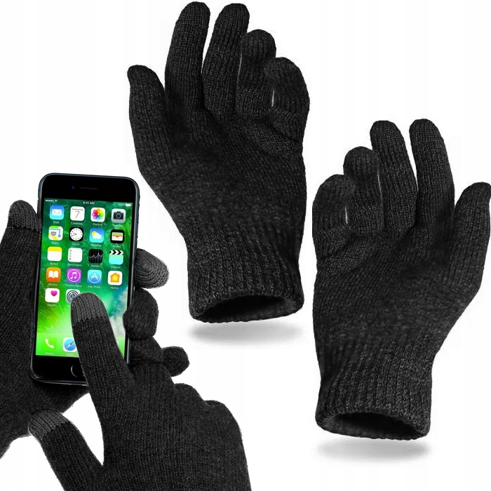 zimowy KOMPLET Męski CZAPKA + KOMIN szal+ RĘKAWICZKI DOTYKOWE Ciepły