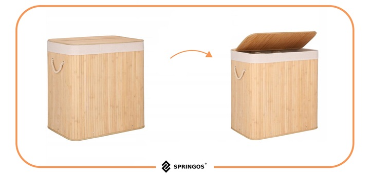 KOSZ BAMBUSOWY NA PRANIE BIELIZNĘ Z POKRYWĄ POJEMNIK DUŻY 150L BAMBUS