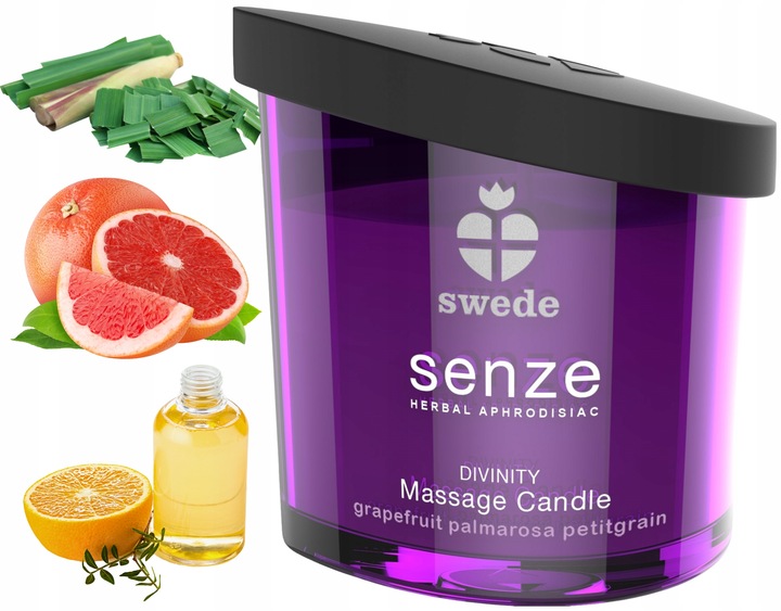 SWEDE Świeca Olejek do Masażu Erotycznego Afrodyzjak Trawa Cytrynowa 150 ml
