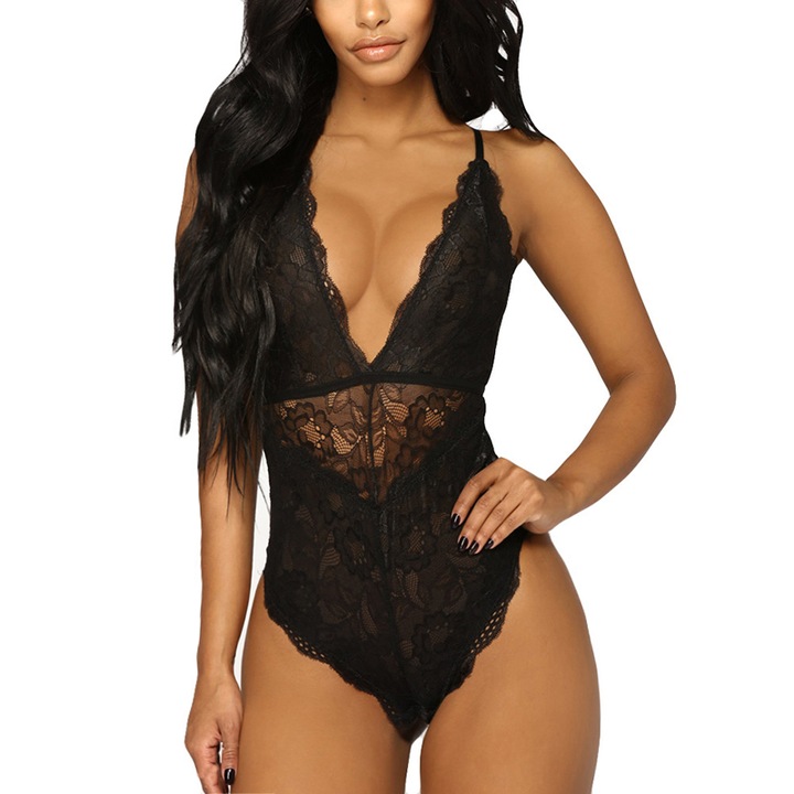SEKSOWNE CZARNE BODY DAMSKIE BIELIZNA KORONKOWA