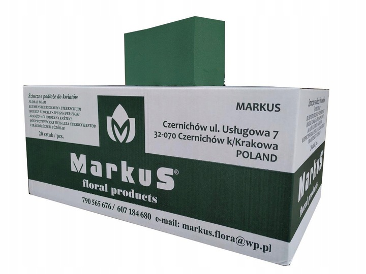 Gąbka mokra florystyczna cegła pianka zielona 20 sztuk !