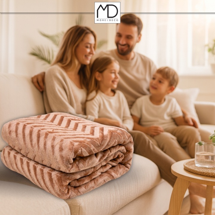 Ciepły koc ozdobny narzuta na łóżko prezent pled 200x220 cm brązowy