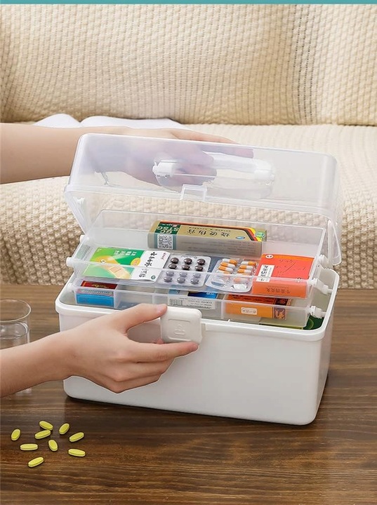 ORGANIZER POJEMNIK NA LEKI TABLETKI DUŻA ROZKŁADANA APTECZKA XXL PUDEŁKO