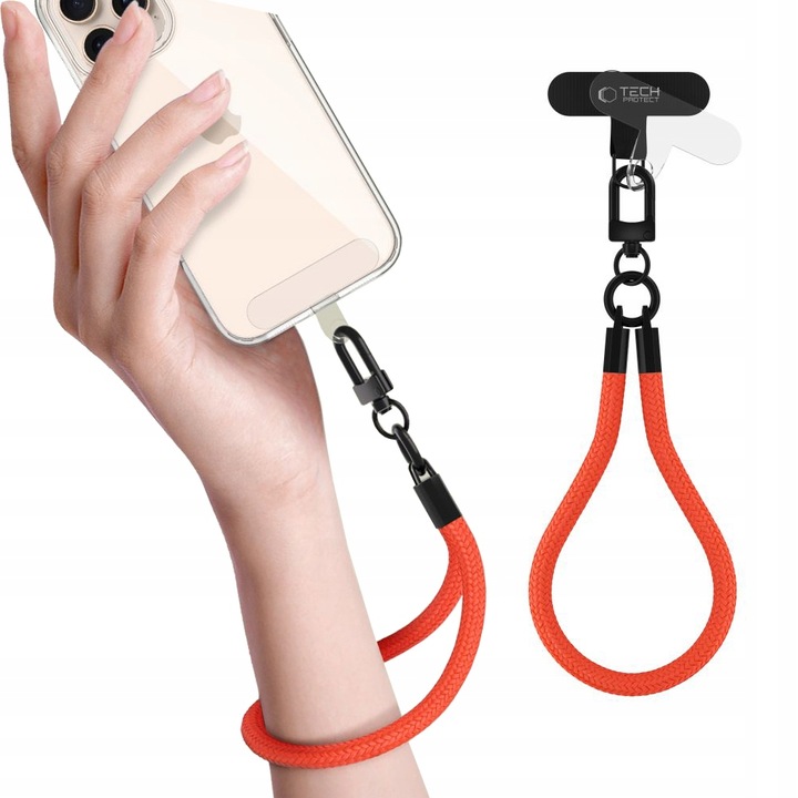 TECH-PROTECT C3S ROPE WRIST STRAP NEON ORANGE/BLACK