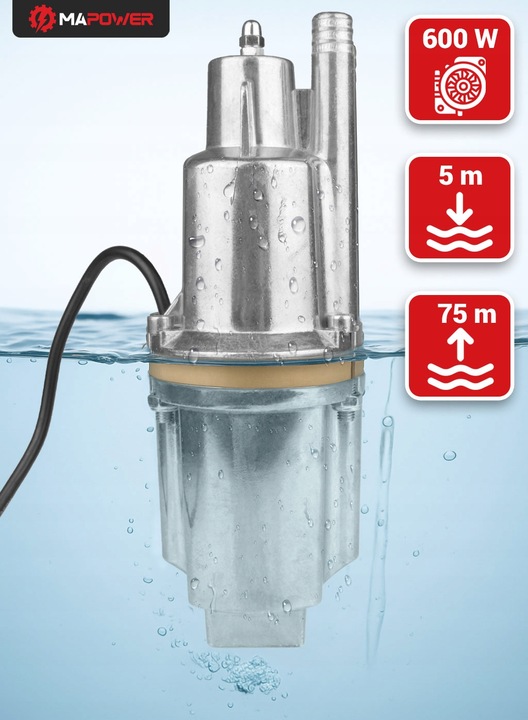 POMPA DO WODY CZYSTEJ GŁĘBINOWA ZATAPIALNA RUSKA NUREK MEMBRANOWA 600W