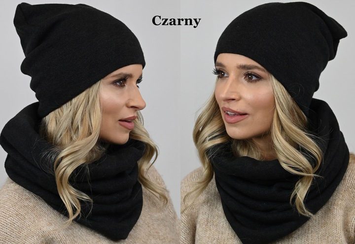POLSKI Komplet CZAPKA + KOMIN Tunel Szal KOLORY Zestaw damski MODNY