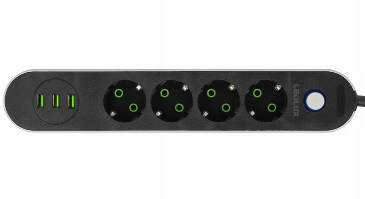PRZEDŁUŻACZ listwa 2m 4 gniazda + 3x USB