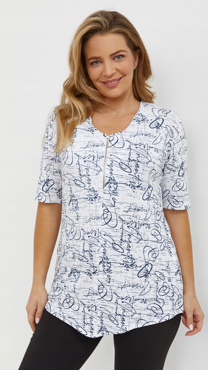Tunika Bluzka Damska Duże Rozmiary Plus Size Krótki Rękaw Polski Producent