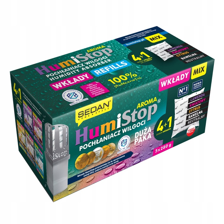 HUMISTOP WKŁAD ZAPAS DO POCHŁANIACZA WILGOCI X 5 MIX + ZAWIESZKA