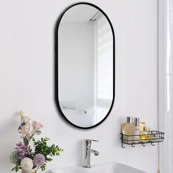 DUŻE LUSTRO OWALNE Industrialne ŁAZIENKOWE SALON SYPIALNIA CZARNE